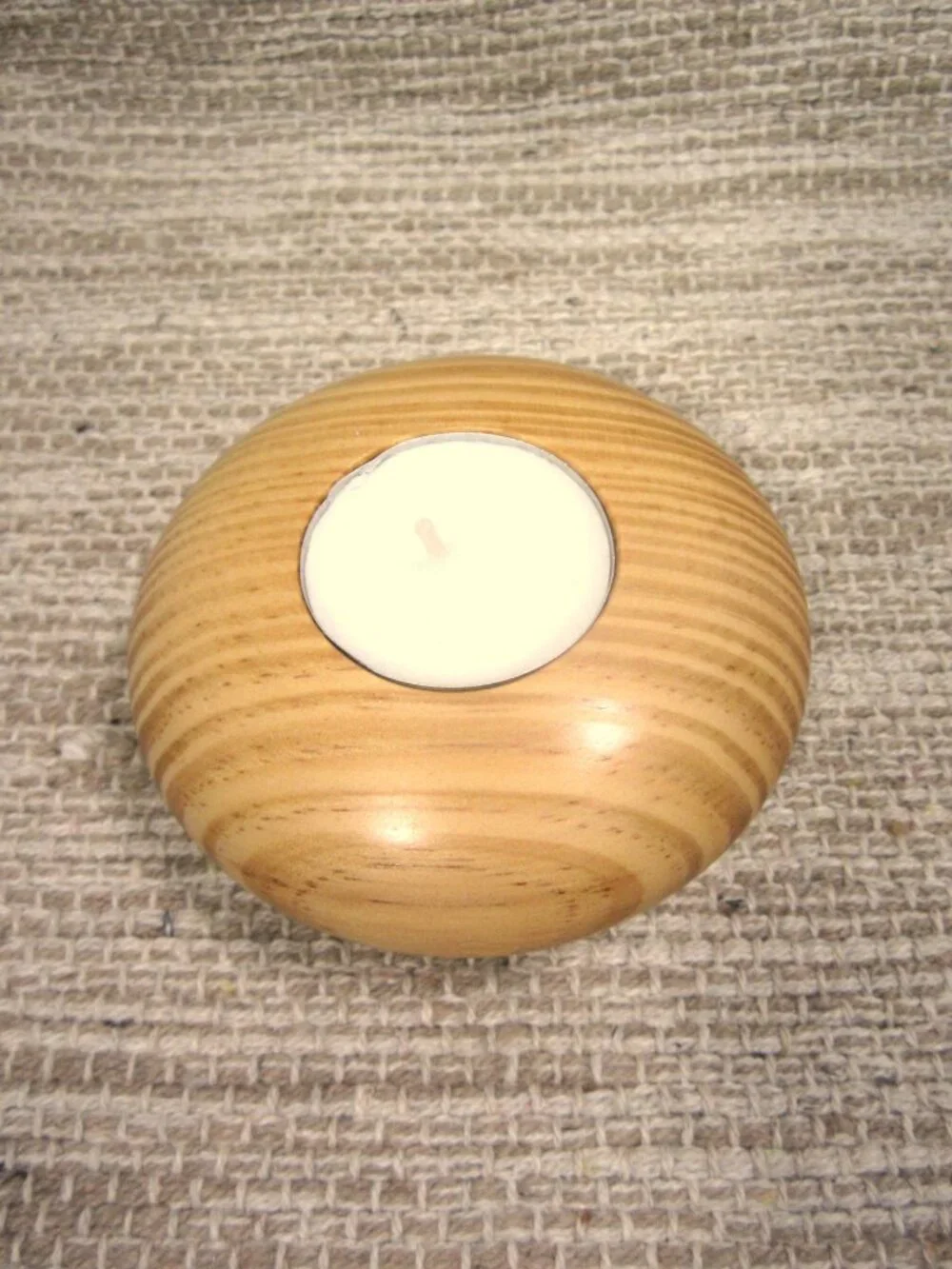 NEW Turned Wood Tea Light Candle Holder Contemporary Rustic Cabin Round